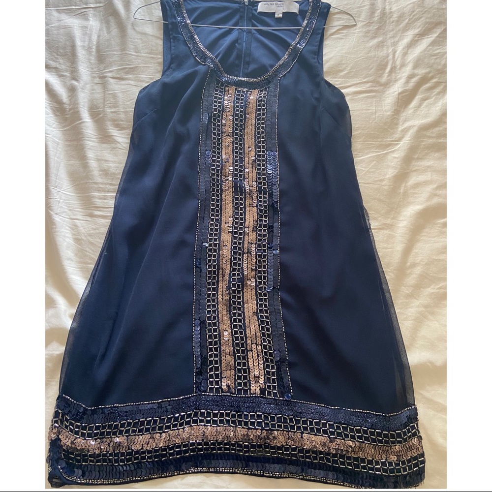 Walter Baker navy blue dress with beading size M